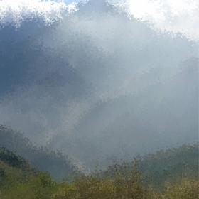 好茶舊社部落前的大武山與霧頭山